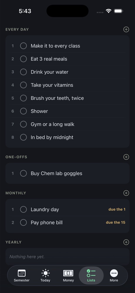 The Human Basics daily list